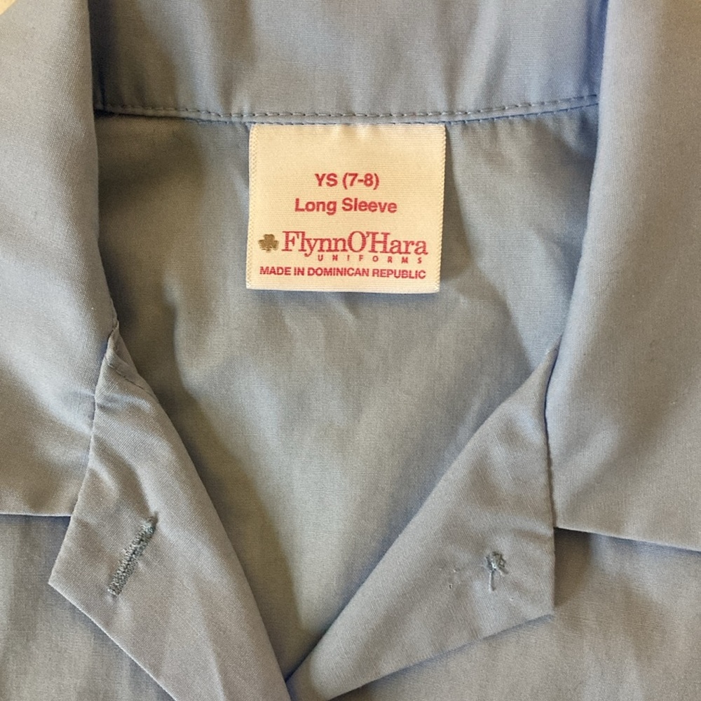 Flynn O’Hara uniforms 2 girls size YS 7-8 blue long sleeve blouses - Picture 4 of 4